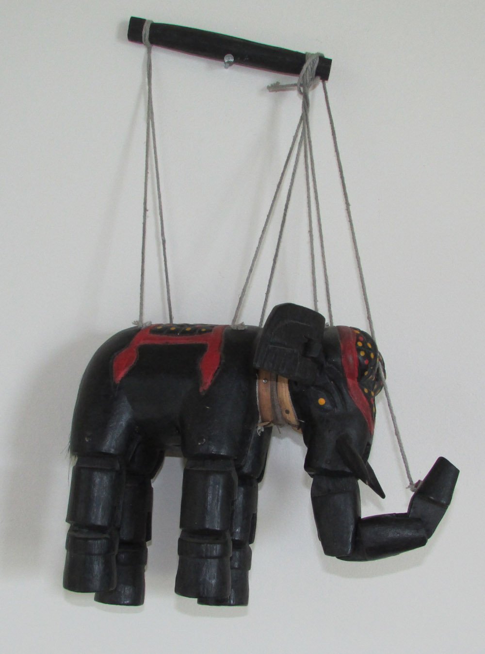 black elephant puppet marionette