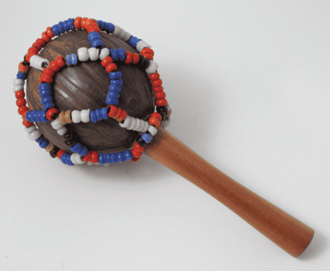 coconut rattle with beads