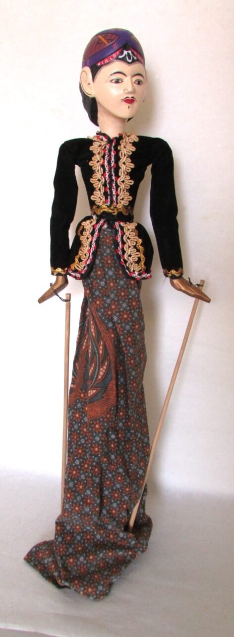 Wayang Golek Rod Puppet Man in Black from Indonesia