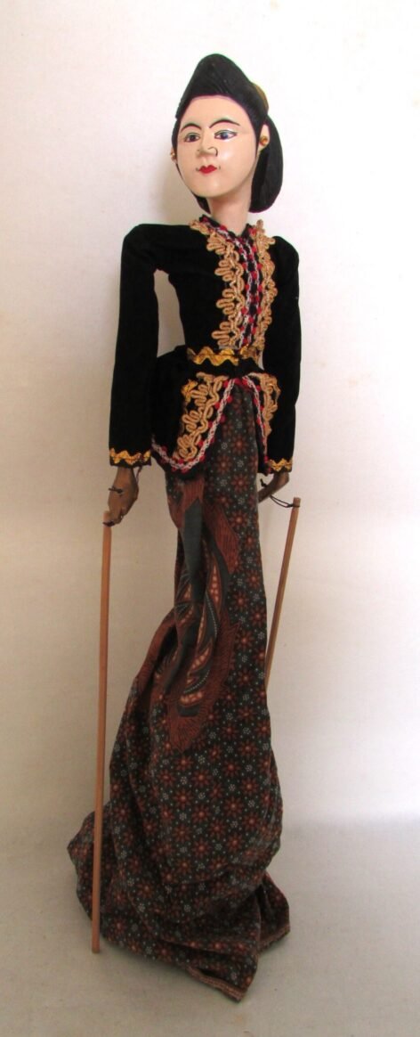 Wayang Golek Rod Puppet Woman in Black from Indonesia